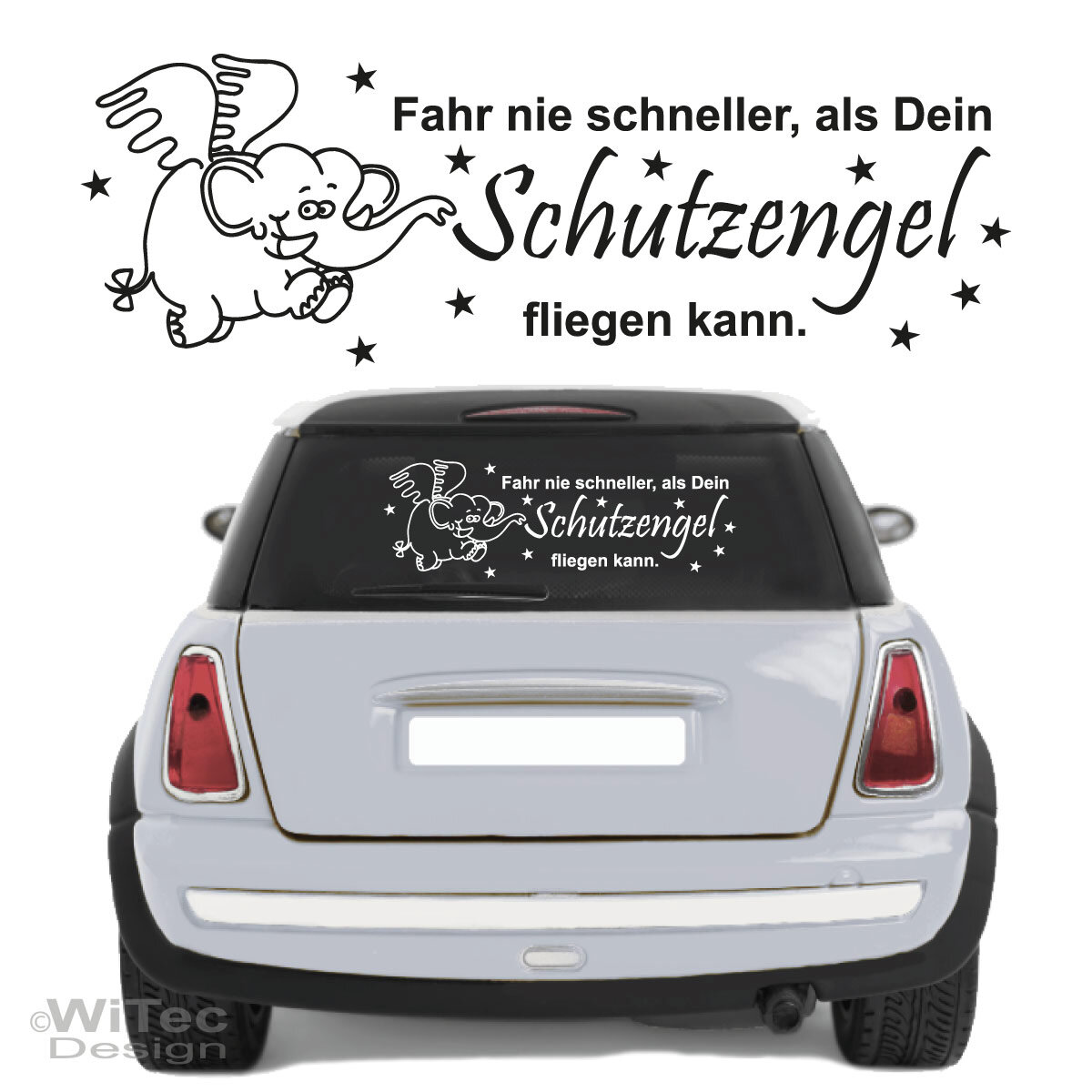 Elefant Schutzengel Sterne Engel Auto Aufkleber Heckscheibe 