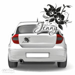 Hibiskus + Wunschname Blumen Auto Aufkleber Hawaii Sticker