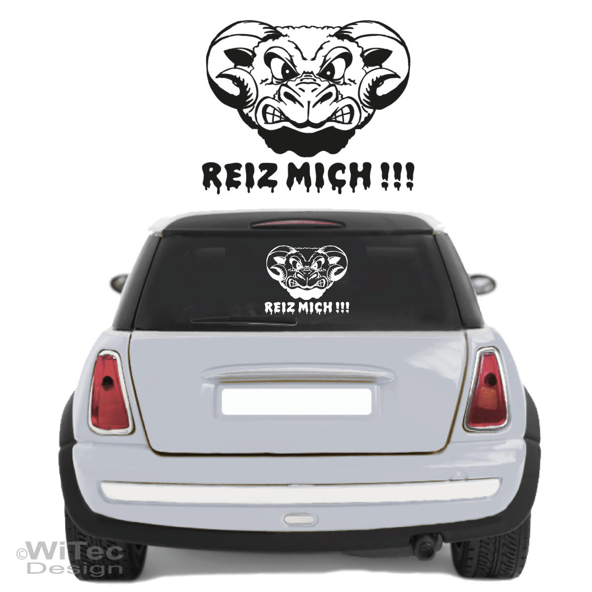 Autoaufkleber Widder REIZ MICH!!! Auto Aufkleber Schriftzug