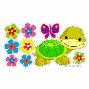 Autoaufkleber Schildkröte Turtle Blumen...