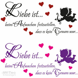 Wandaufkleber LIEBE IST... Wandtattoo Engel Schlafzimmer