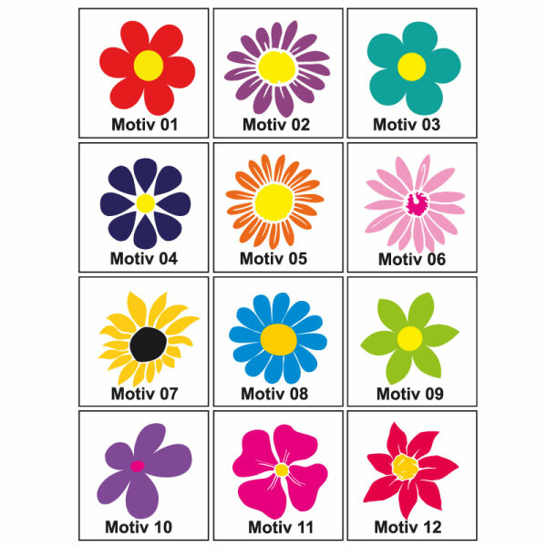 Blumen Aufkleber Sticker 24 Stück