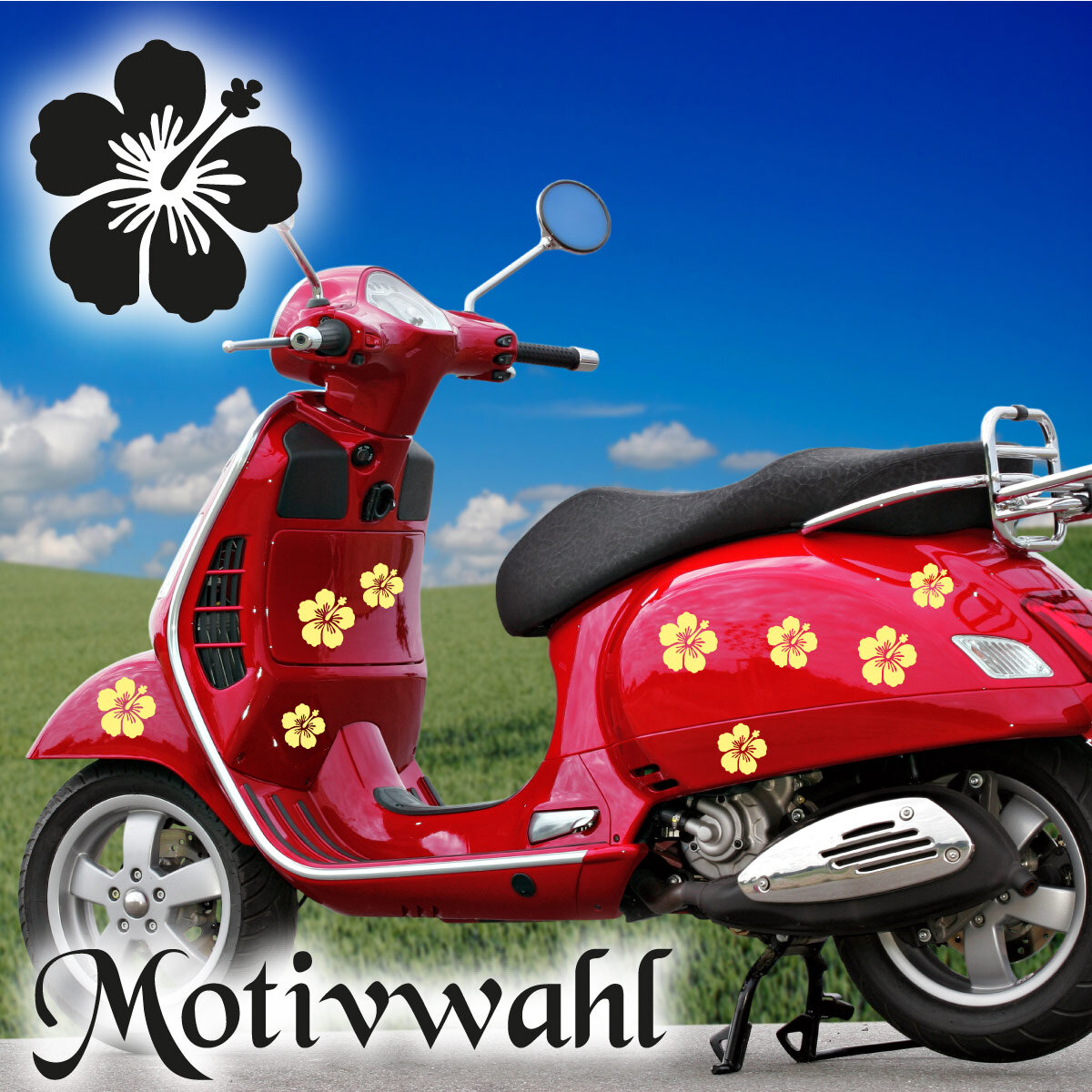 HIBISCUS 24x Blumen Aufkleber Vespa Roller Bike Quad