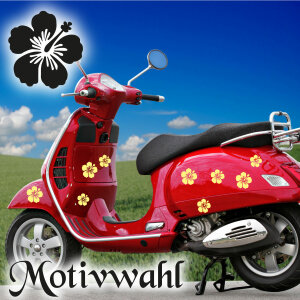 HIBISCUS 24x Blumen Aufkleber Vespa Roller Bike Quad