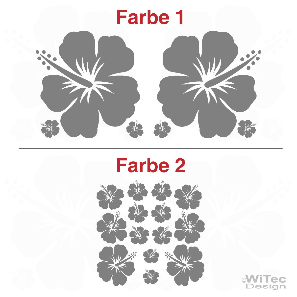Hibiscus Blumen Autoaufkleber Set 2-farbig